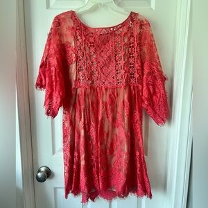Anthropologie Plenty by Tracy Reese coral lace dress size S